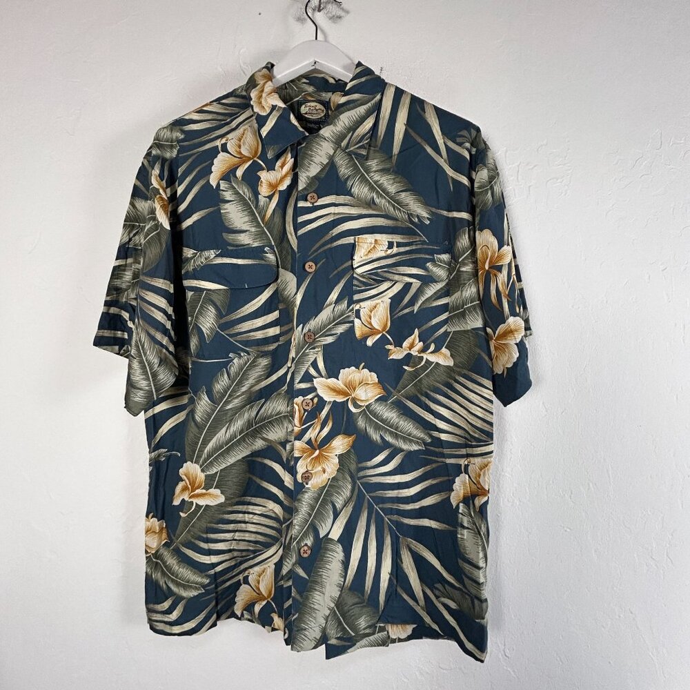 Tommy Bahama Mens Hawaiian Floral Button-Up Shirt Medium Short Sleeve Pockets